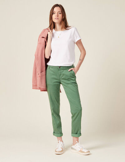 Pantalon chino Instinct vert femme