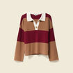 Pull manches longues col polo rouge femme