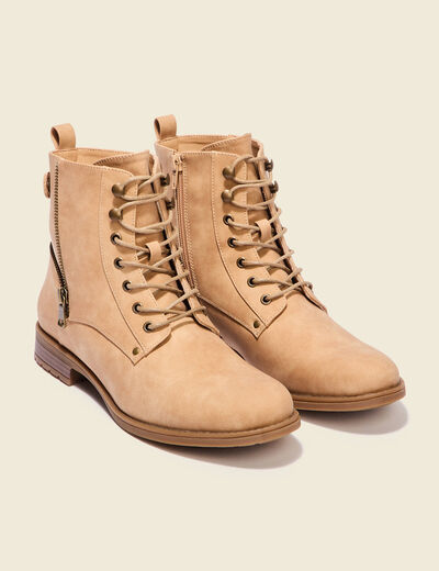 Bottines avec détails zippés beige femme