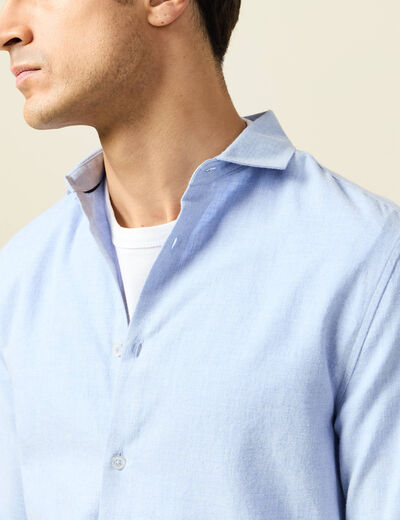 Chemise col classique manches longues bleu ciel homme
