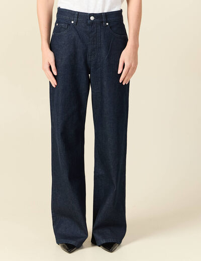 Jeans large taille haute denim brut rinse femme
