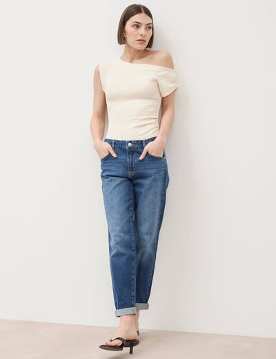 Jeans girlfriend 5 poches denim stone femme