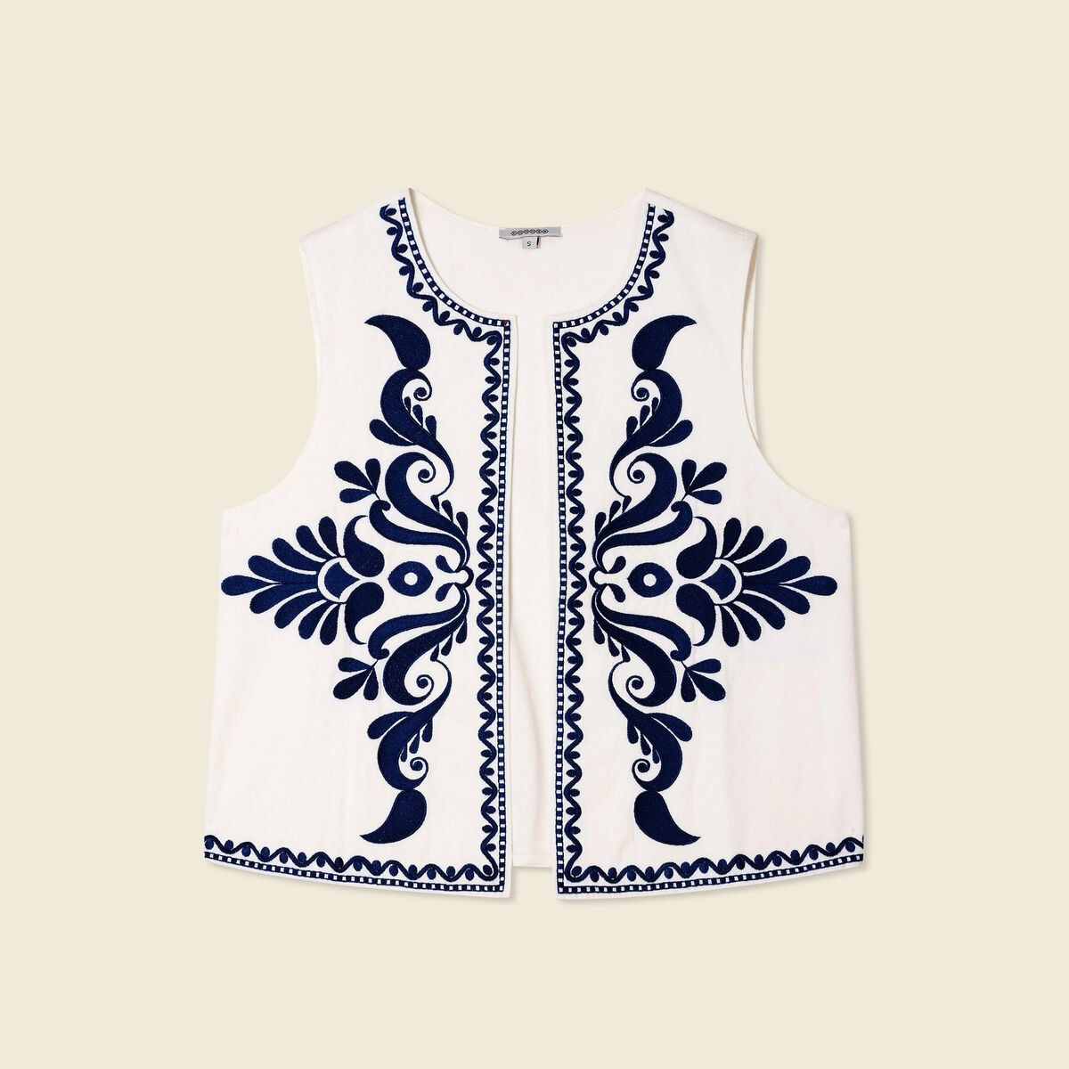 Gilet sans manches ecru femme
