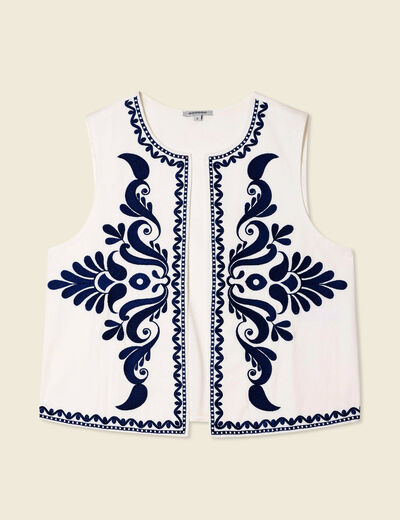 Gilet sans manches ecru femme