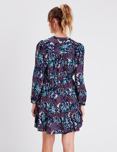 Robe droite ceinturée vert émeraude femme