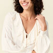Blouse manches longues creme femme