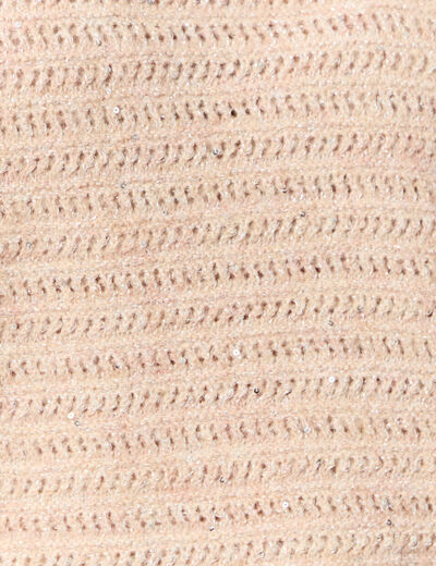 Pull manches longues sequins rose clair femme
