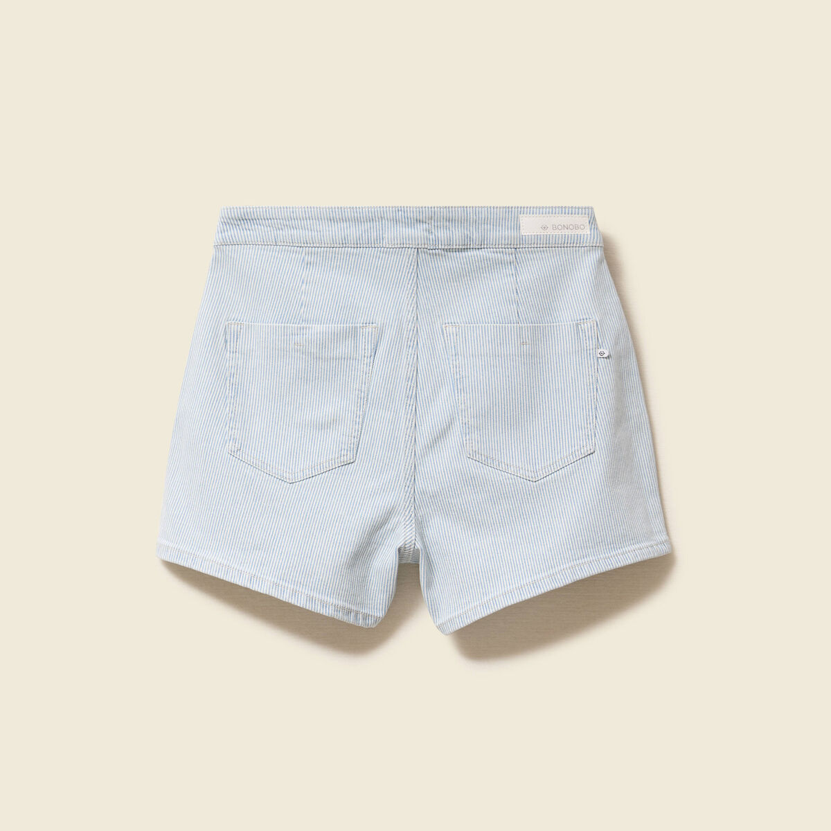 Jupe-short taille haute en jeans denim bleach femme