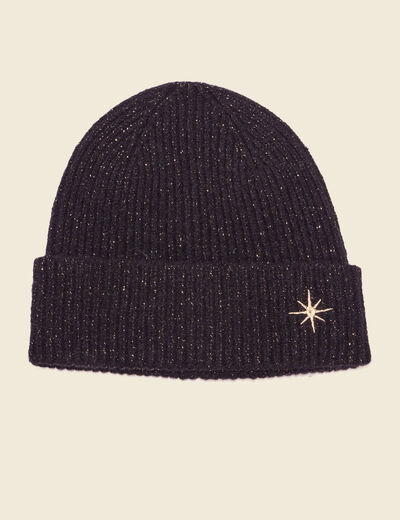 Bonnet tricoté noir femme