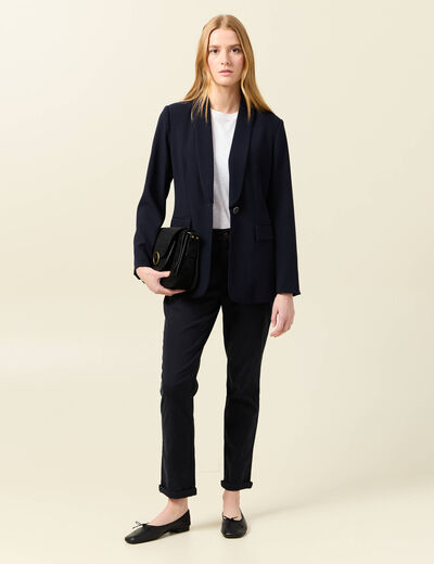 Pantalon chino cigarette bleu foncé femme