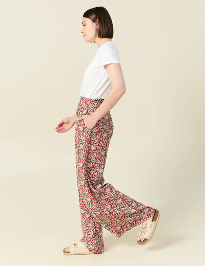 Pantalon large fuide bleu gris femme