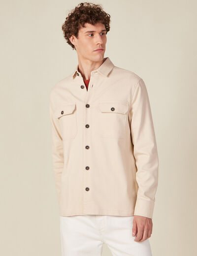 Surchemise manches longues beige homme