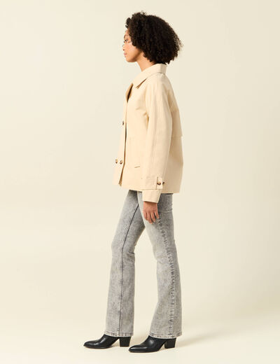 Trench court oversize beige femme