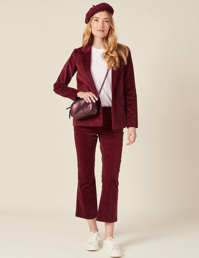 Pantalon bootcut velours prune femme