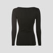 T-shirt cintr&eacute; manches longues col rond noir femme