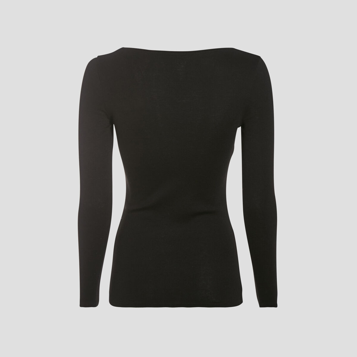 T-shirt cintr&eacute; manches longues col rond noir femme