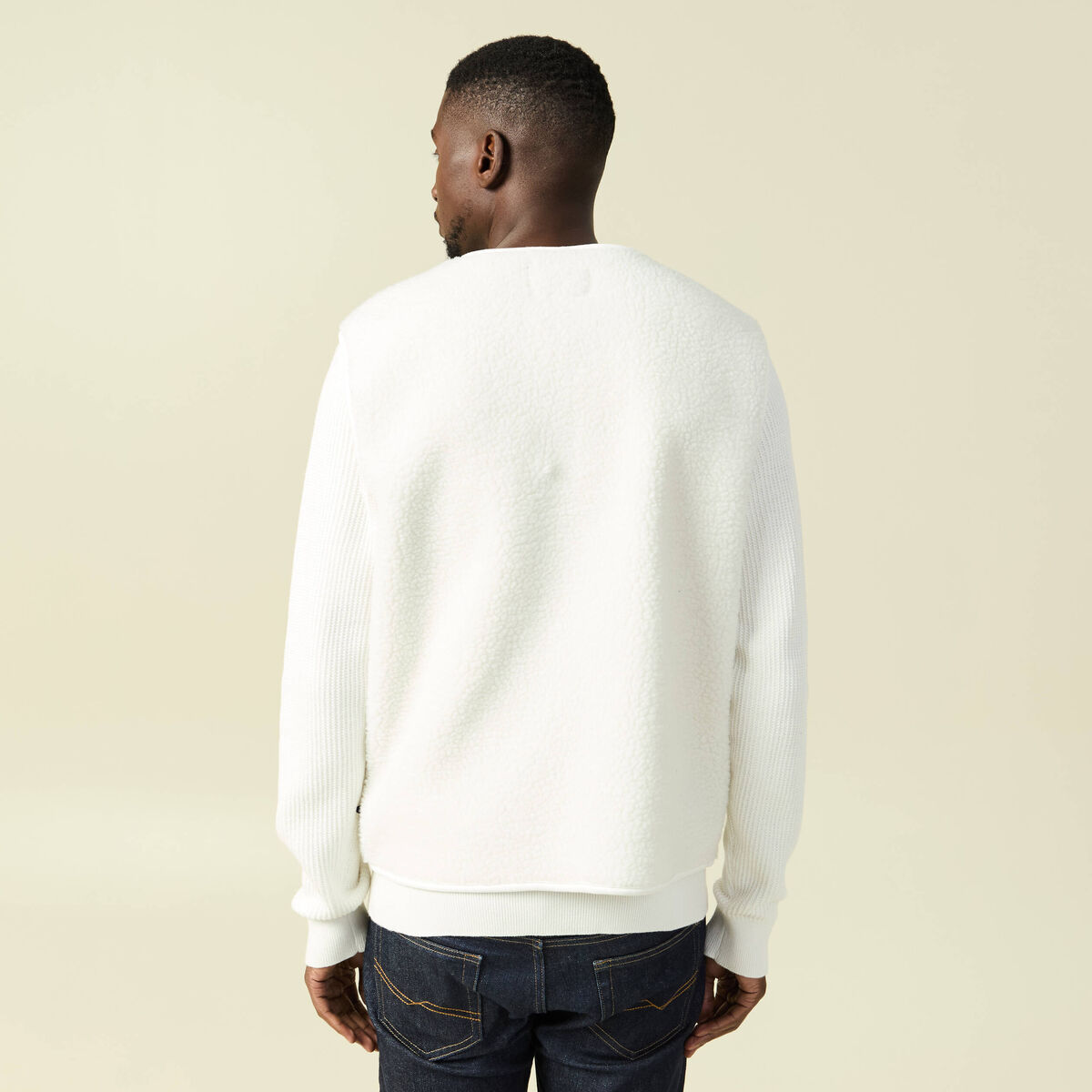 Sweat sans manches effet polaire ecru homme