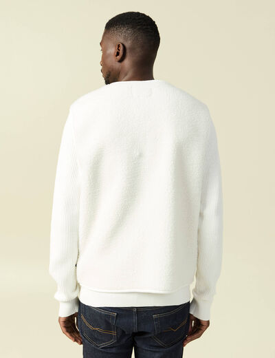 Sweat sans manches effet polaire ecru homme