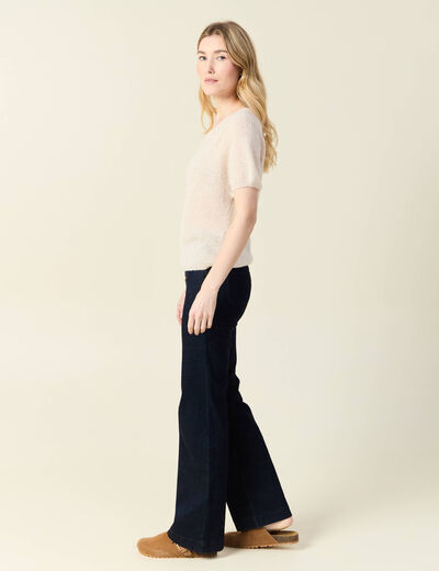 Pull manches courtes creme femme