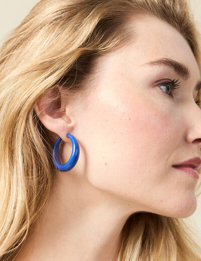 Boucles d'oreilles créoles bleu electrique femme