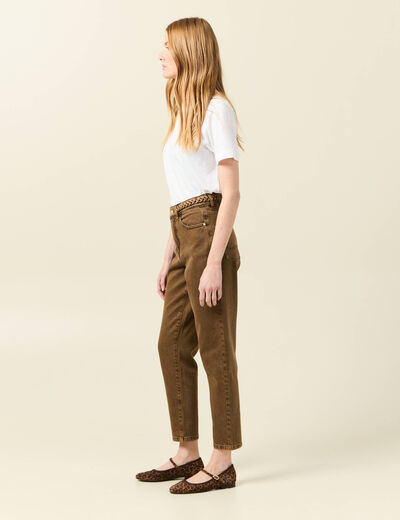 Jeans mom 7/8ème marron foncé femme