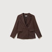 Blazer manches longues col tailleur marron fonc&eacute; femme