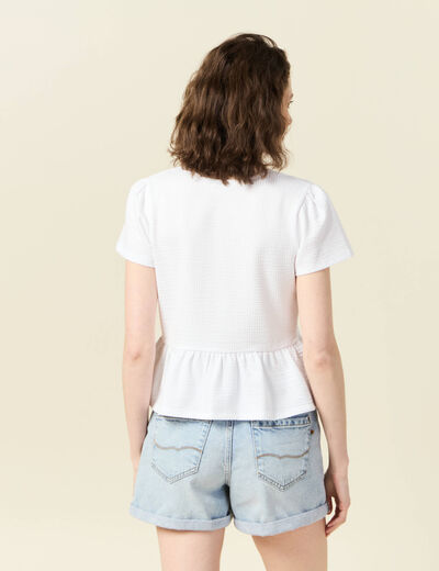 Blouse manches courtes blanc femme