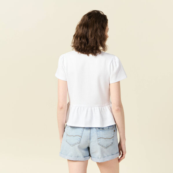 Blouse manches courtes blanc femme