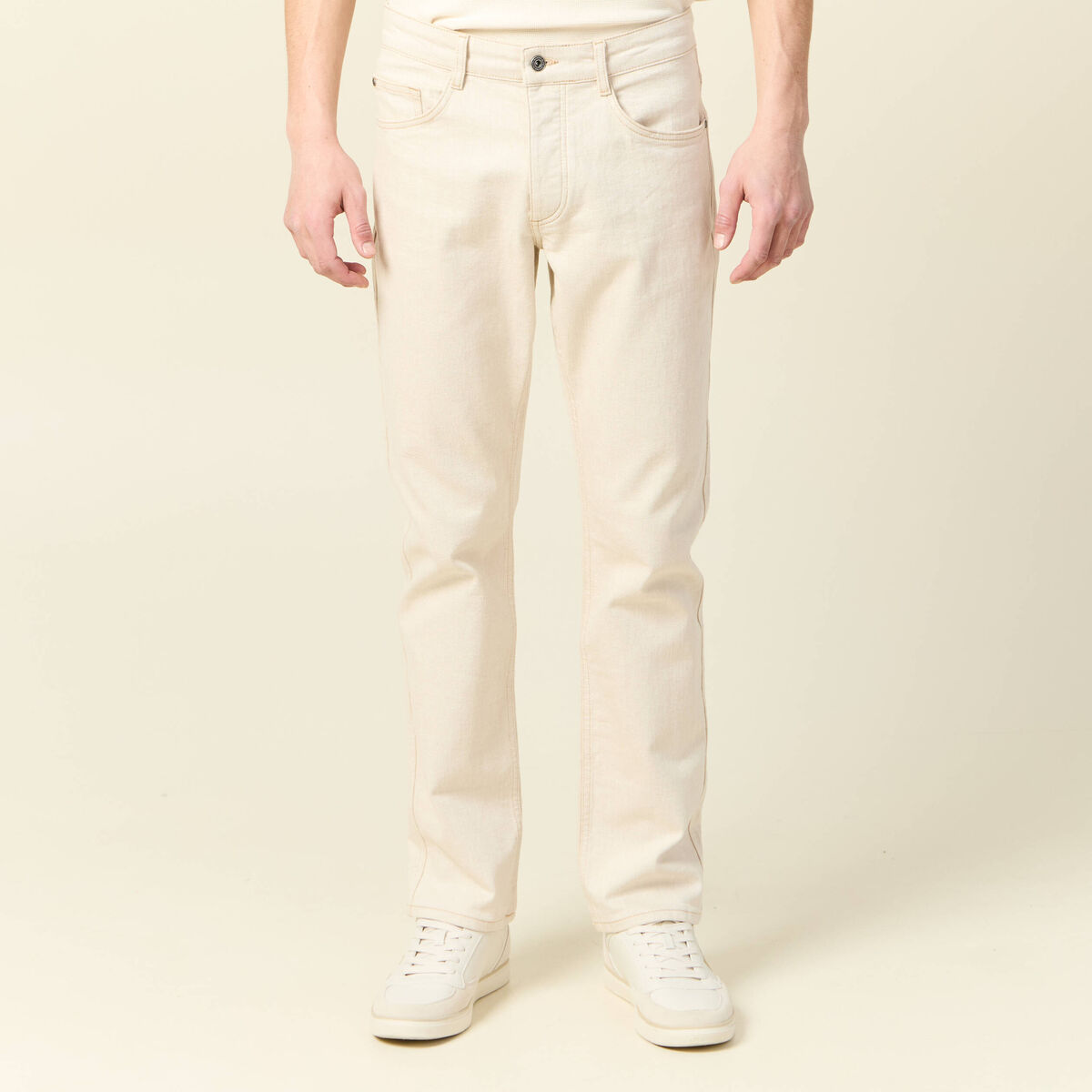 Jeans regular 5 poches denim beige homme