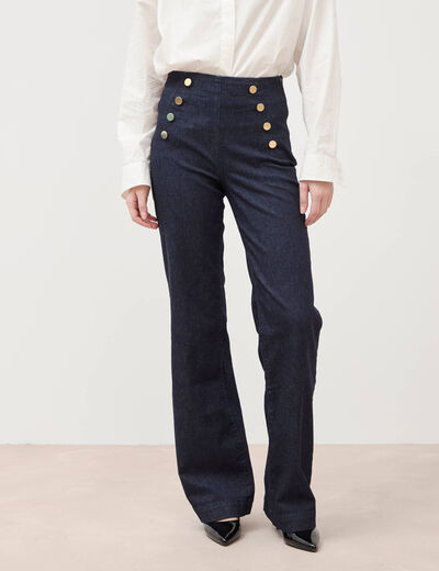 Jeans flare &agrave; pont denim brut femme