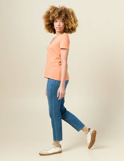 T-shirt manches courtes orange corail femme