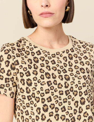 T-shirt manches courtes beige moyen femme