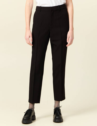 Pantalon cigarette à pinces noir femme