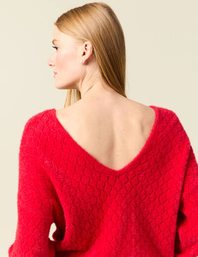Pull manches longues rouge femme