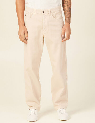 Jeans relax 5 poches denim beige homme