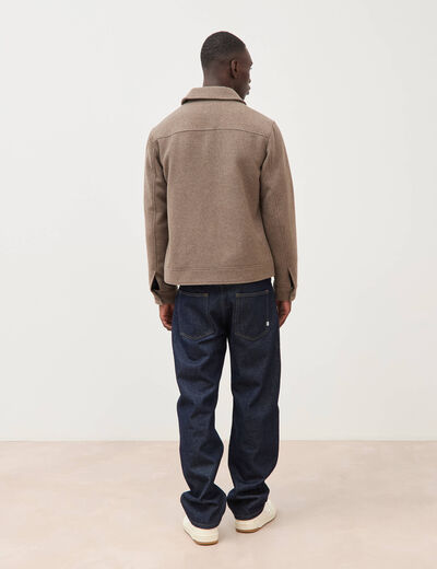 Veste oversize courte col classique taupe homme