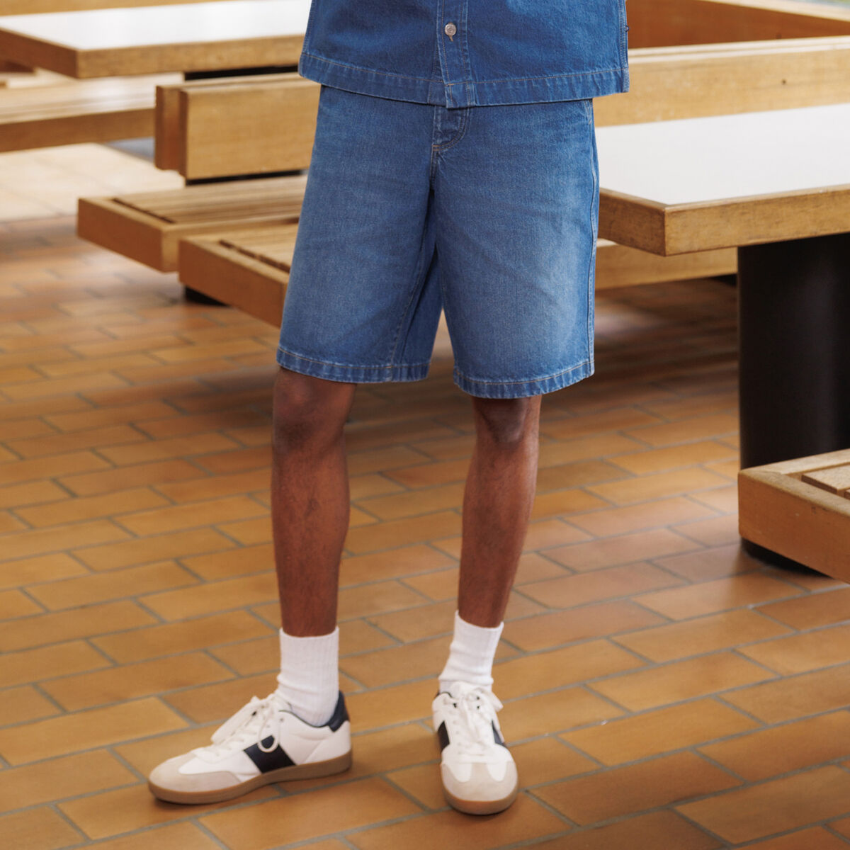 Bermuda en jean coton denim stone homme
