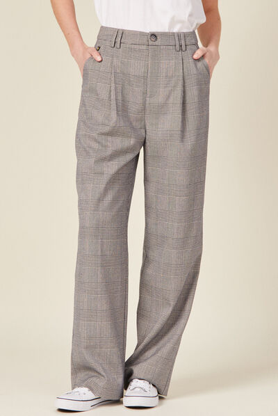 Pantalon large à pinces bleu marine femme