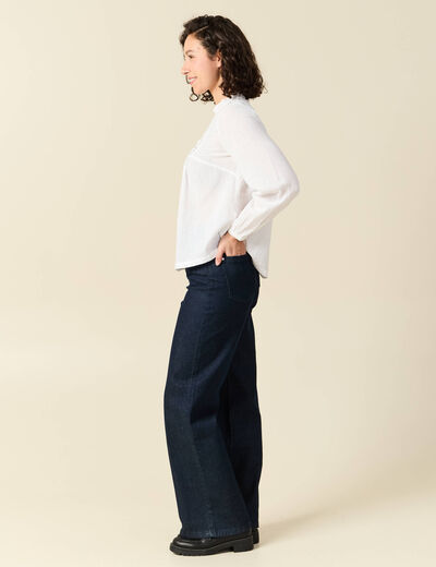 Chemise col montant manches longues ecru femme
