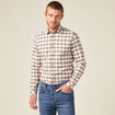 Chemise &agrave; carreaux en coton ecru homme