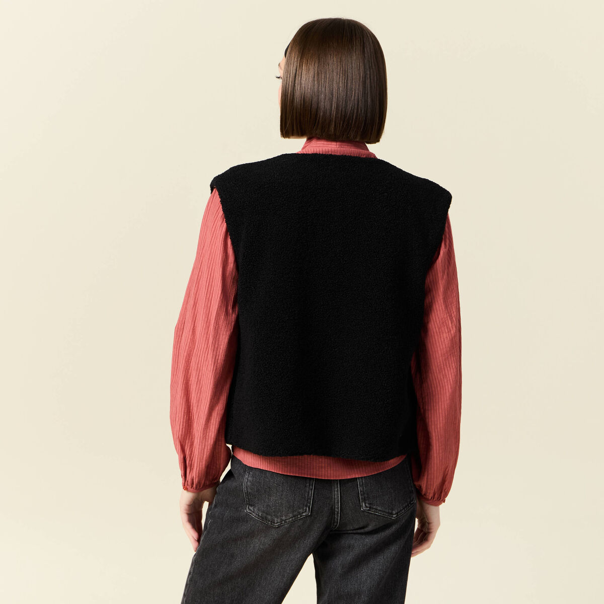Gilet sans manches r&eacute;versible noir femme
