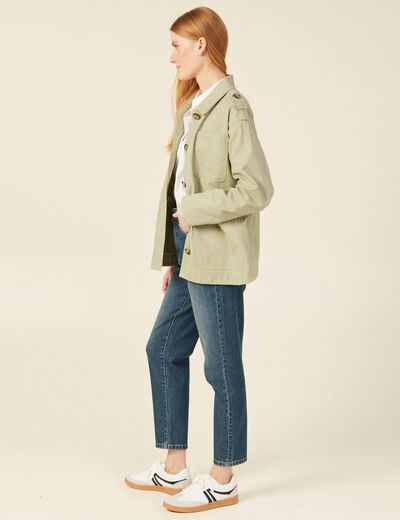 Veste droite avec poches vert kaki femme