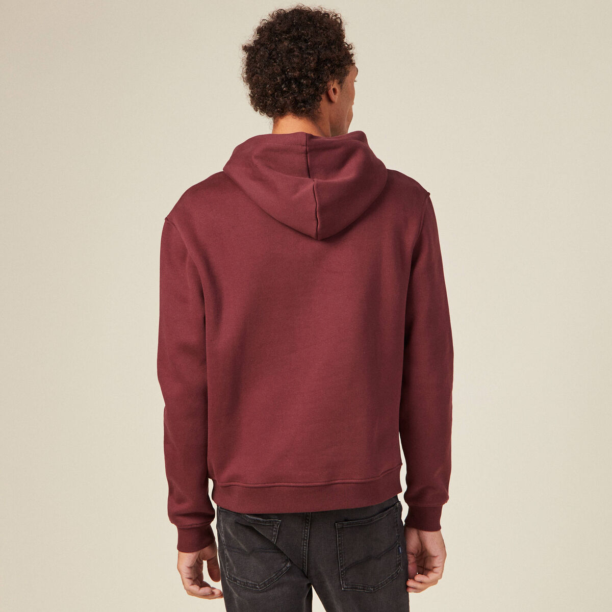 Sweat à capuche rouge foncé homme