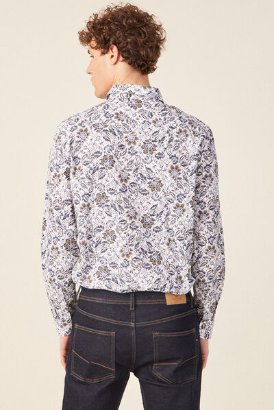 Chemise à manches longues blanc homme