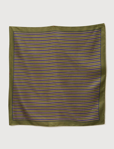 Foulard ray&eacute; satin&eacute; vert kaki femme