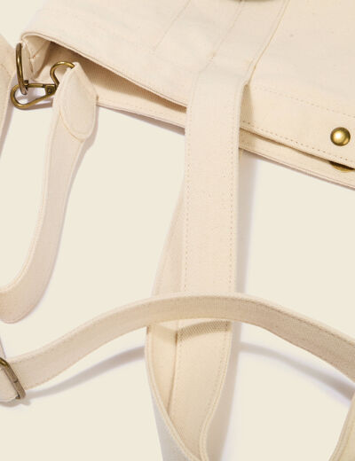 Cabas en coton avec doublure creme femme