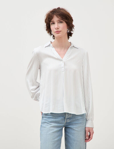 Blouse manches longues bleu femme