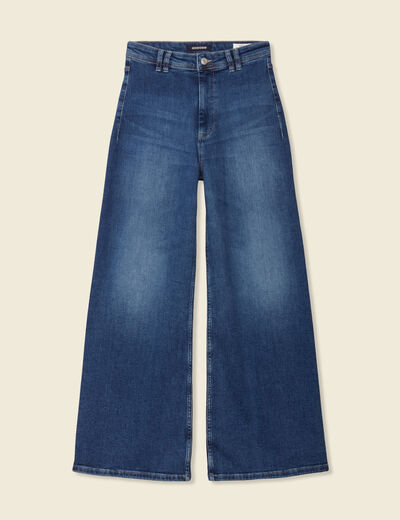 Jeans wide leg taille haute denim stone femme