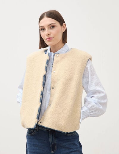Gilet sans manches r&eacute;versible bleu femme