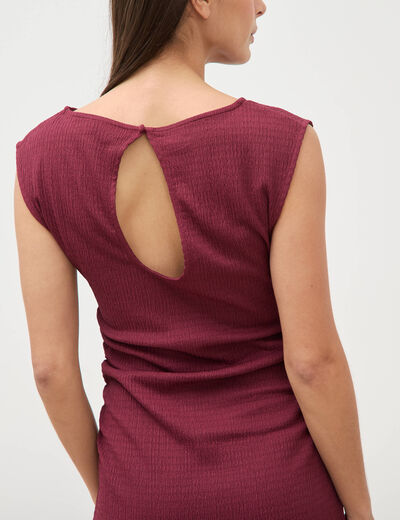 Robe longue cintr&eacute;e sans manches bordeaux femme